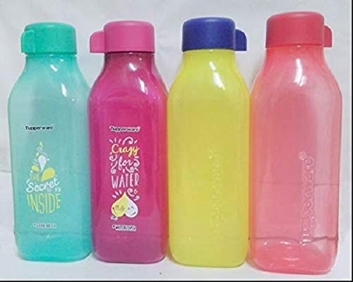 Tupperware Aquasafe - Juego de 4 botellas cuadradas de 500 ml