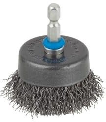 wolfcraft 2108000 (L) cepillo metálico en forma de copa, vástago hexagonal 1/4 (6,35 mm) PACK 1,argent