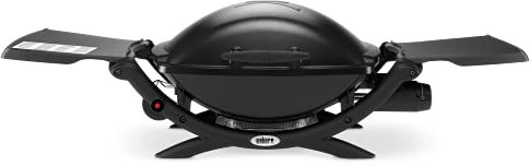 Weber Q2000 Gasgrill, 54 x 39cm Grillfäche, portabler BBQ Grill, 1 Brenner, mit ausklappbaren Seitentischen, 2-geteilter porzellanemaillierter Guss-Grillrost - Schwarz (53010079)