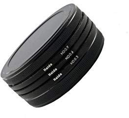 Neutral Graufilter Set für Sony NEX bestehend aus ND2x, ND4x, ND8x Filtern 49 mm inkl. Stack Cap Filtercontainer + Pro Lens Cap mit Innengriff