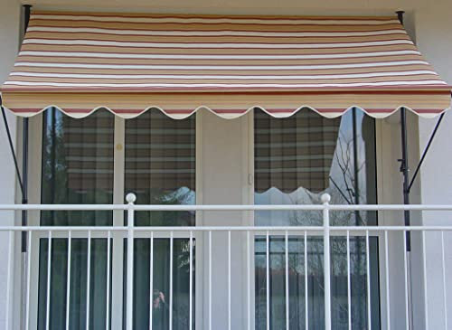 Angerer Freizeitmöbel GmbH Klemmmarkise Exklusiv - Markise für Sonnenschutz - Montage ohne Bohren und Dübeln - ideale Balkonmarkise für Mietwohnungen (Rost-Beige, 150 cm)