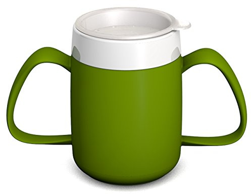 Ornamin 2-Henkel-Becher mit Trink-Trick & therapeutischem Trinkaufsatz | Trinkhilfe für Demenz, Parkinson & Schlaganfall | Barrierefrei & Selbständig Trinken | Linkshänder & Rechtshänder | grün