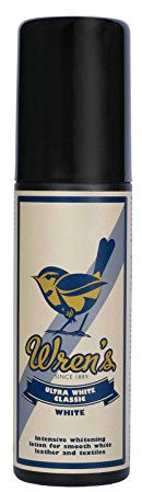 Wren’s Ultra White Classic, Lotion Blanchissante Intense pour Cuir Lisse et Textile Chaussures Sacs Baskets, Marque de Qualité depuis 1889