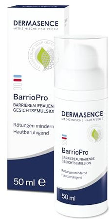 DERMASENCE BarrioPro Gesichtsemulsion, 50 ml, beruhigende Gesichtscreme bei Rötungen und irritierter Haut, pflegt empfindliche Haut, vegan, parfümfrei, für Erwachsene und nach Behandlungen geeignet