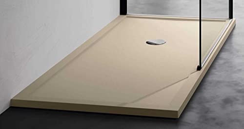 Receveur de douche antidérapant Novellini Olympic Plus Beige Hauteur épaisseur h 4,5 cm fine slim bain stable résistant profil renfort métal plaque acrylique soutien extra-plat Bonde vidage incluse
