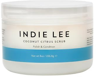 Indie Lee Coconut Citrus Body Scrub - Hydrating Shower + Bath Exfoliating Body Scrub with Cane Sugar + Jojoba Oil for Removing Dead Skin on Legs, Elbows, Hands - Great for Rough, Dry Skin (8oz/226.8g)