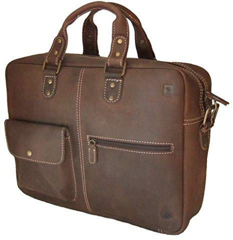 Greenburry Laptoptasche 15 Zoll Büffel-Leder Notebook-Tasche Laptop-Fach 1030A tabak
