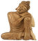 Buddha-Statue sitzend H20 cm Holz roh, handgeschnitzt