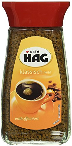 Café HAG Klassisch Mild löslicher entkoffeinierter Bohnenkaffee, Instant Kaffee, 100 g im Glas, für 56 Getränke