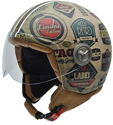 NZI Zeta Retrolabel Motorradhelm, Mehrfarbig, S