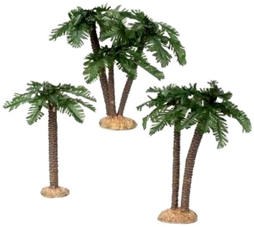 Fontanini by Roman, Set of 3 Palm Trees, Nativity Accessories, Religious Christmas Decor,