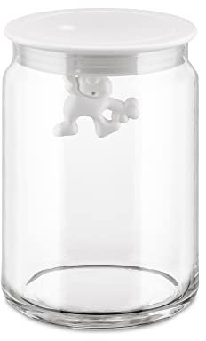 Alessi Gianni Küchendose aus Glas mit abgedichtem Deckel, thermoplastischem Harz, weiß