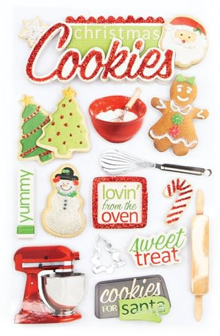 Papier House Productions Weihnachten Cookies 3D Aufkleber, Papier, Mehrfarbig, 22.4 x 12 x 0.5 cm