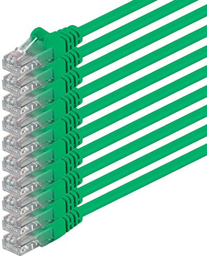 0,25m - verde - 10 piezas - Cable de red Ethernet con conectores RJ45 CAT6 CAT 6 Cat.6 1000 Mbit/s