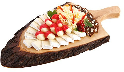 Rindenholzbrett, Aufschnittbrett, Servierbrett, Holz mit Griff | Größe 50 cm x ca.19-25 cm