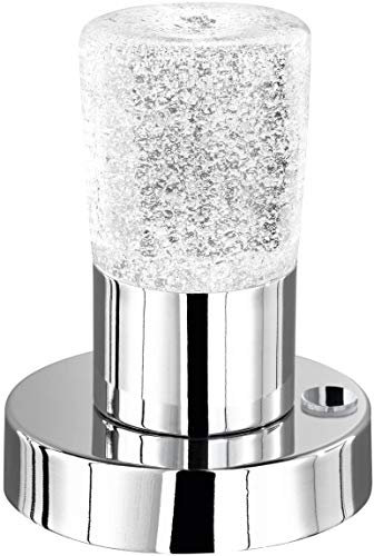 Trio Leuchten LED Tischleuchte Cristo 529690100, Metall Chrom, Glas kristall, inkl. 4,3 Watt LED, 4-fach Touch Dimmer