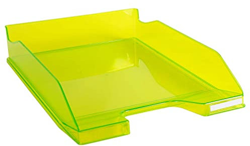 Exacompta 113235D Premium Briefablage Combo Midi DIN A4. Idealer Briefkorb für Ihre Organisation. Robuster und stapelbarer Ablagekorb lemongrün transparent glänzend