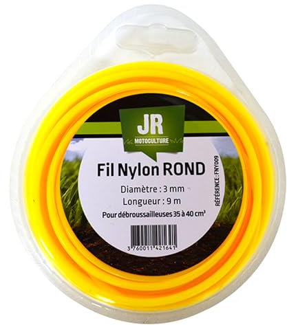 JRMotoculture FNY009 Nylonfaden Rund: 3 mm x 9 m, Gelb
