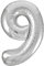 Silver Number 9 Shaped Large Foil Balloon (86cm) 1 Piece - Perfect for Birthday Parties and Special Events