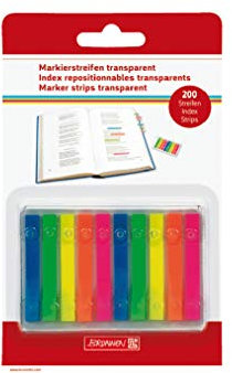 Brunnen 1055886 Markierstreifen (Neonfarben transparent, rückstandfrei ablösbar, 200 Markierstreifen)
