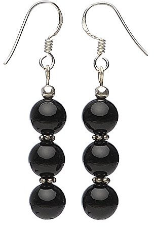 Ohrringe Ohrhänger aus Onyx schwarz & 925 Silber Ohrhaken Ohrschmuck für Damen