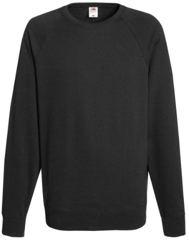 Fruit of the Loom Men's Raglan Sweatshirt Pullover Sweater, Black, XL UK