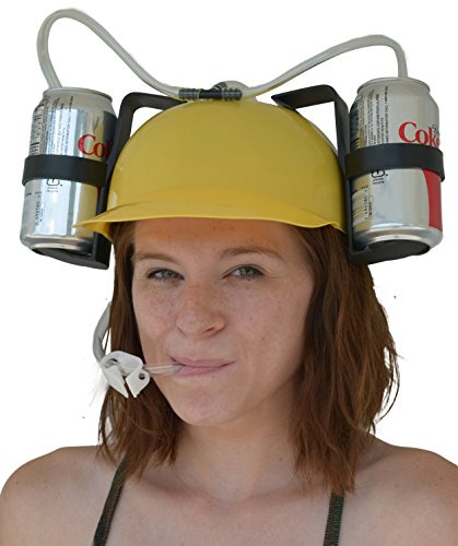 Fairly Odd Novelties Beer and Soda Guzzler Helmet and Drinking Party Hat, Yellow