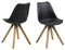 AC Design Furniture Nadia Esszimmerstühle 2er Set, Schwarzes Küchenstühle, Kunstledersitz und Holzbeine, Schwarz/Natur, Esszimmermöbel im Skandinavischer Stil, B: 48,5 x H: 85 x T: 55 cm