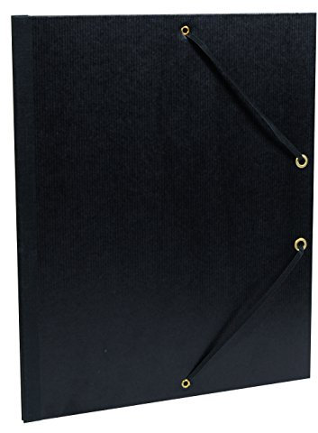 Clairefontaine 47115C Zeichenmappe Kraft Verge mit Gummizug und innenklappen rücken 30 mm, Din A4, innen: 24 x 32 cm, außen: 26 x 33 cm, schwarz