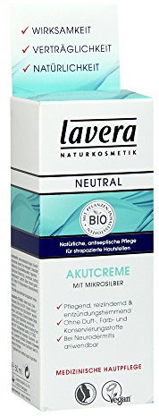 lavera Neutral Akutcreme mit Mikrosilber Strapazierte Haut Neurodermitis vegan Bio Pflanzenwirkstoffe Naturkosmetik Natural & innovative Hautpflege Creme 1er Pack (1 x 50 ml)