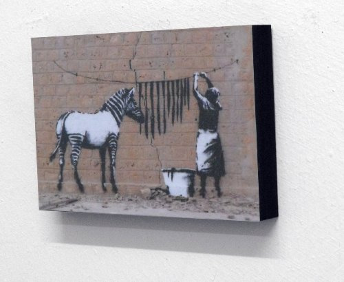 Banksy Zebra Stripes 6 x 4 Inches Postcard Size Block Mounted Print