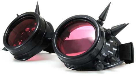 morefaz WELDING CYBER GOGGLES Schutzbrille Schweißen Goth cosplay STEAMPUNK COSPLAY GOTH ANTIQUE VICTORIAN WITH SPIKES Includes FREE set Lense Shades UV400 Protection (TM) (Schwarz Spikes)