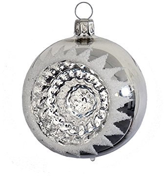 Thüringer Weihnacht 52-068 Christbaumkugel mit Reflex, 7 cm, Silber mit Schneezacken, 3 Stück