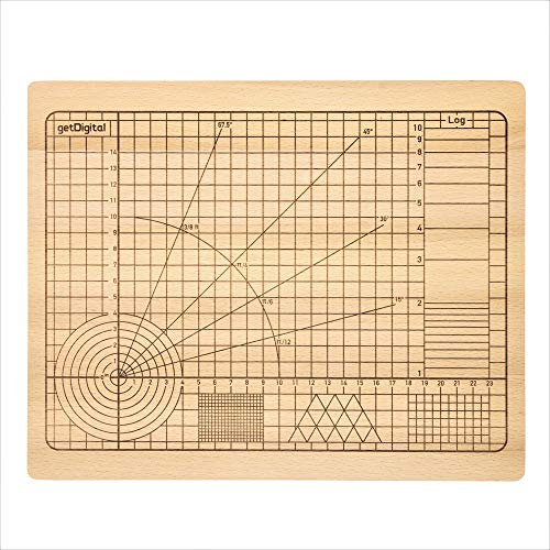 getDigital 11780 Schneidebrett Hochpräzision aus unbehandeltem Buchenholz mit Winkeln und geometrischen Formen 31 x 25 x 2 cm