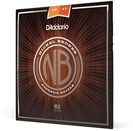 Cuerdas D'Addario para guitarra acústica, níquel bronce, NB1047, calibre extra ligero 10-47, juego de 6 cuerdas, paquete de 1