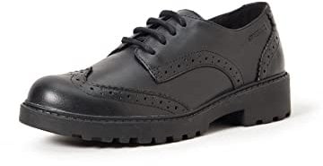 Geox Girl's J Casey Girl N Brogues, Black, 6 UK