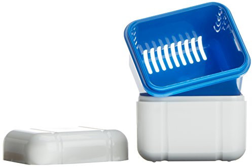 Curaprox BDC Reinigungsbox Für Zahnprothesen & Retainer | Integrierter Abfluss Für Die Effektive Reinigung Von Zahnprothesen | Blau, Ideal Mit BDC 105 Reinigungstabletten | in Der Schweiz Hergestellt