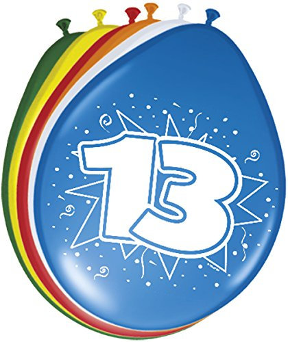 Folat 08214 - Zahlenballons/Ballon mit Zahl 13-12 / 30 cm - 8 STK.