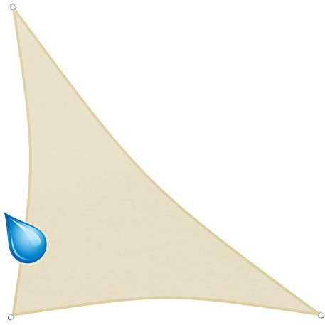 sunprotect 83278 wasserabweisend Sonnensegel Hydro, 3,6 x 3,6 x 5 m, 90° Grad Dreieck, wasserabweisend, Creme