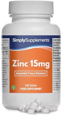 Zinc 15mg Tablets | Contributes to Normal Fertility, Hair, and Immune System Function | Potent One-a-Day Formula | 360 Tablets = 12-Month Supply | Manufactured in The UK to GMP Standards