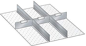 LISTA Trennwände, Fronthöhe 75 mm, 2 Schlitzwände 36E, 3 Trennbleche 9E, Schubladennutzgröße BxT 459x612 m m