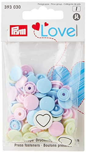 Prym 393030 Herzform Color snaps Prym Love Druckknopf Color KST 12,4mm Pink/Grün/Hellblau