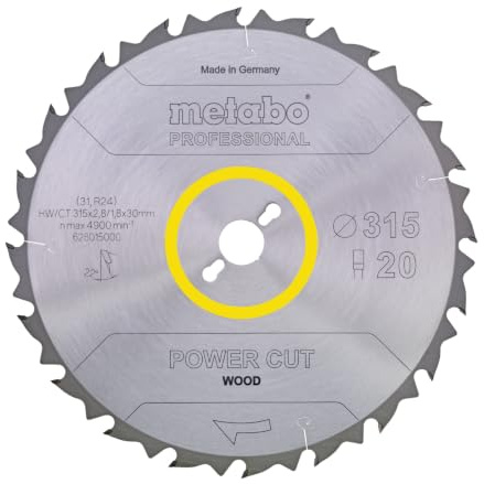 Metabo Kreissägeblatt HW/CT 315 x 30, 20 FZ 22 Grad, 628015000