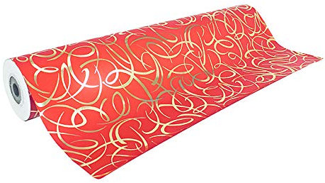 Clairefontaine 211894C Geschenkpapier Premium (50x0,70m, 80g/qm mit PP-Film) 1 Rolle Arabesque Rot/Gold