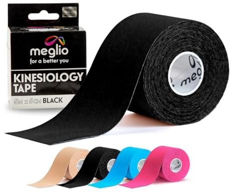 meglio Kinesiologie Tape 5m Rolle – Sporttape zur Verletzungsunterstützung, Ungeschnittene Rolle, Kinesio Tape & Physio Tape für Muskel, Knie & Sport, Elastisch, Atmungsaktiv & Wasserfest