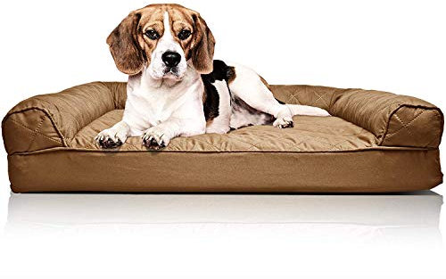 Furhaven Medium Orthopedic Dog Bed Quilted Sofa-Style w/Removable Washable Cover - Toasted Brown, Medium