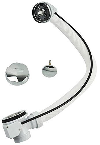 Kit de baño Amazingdeal365, desagüe de bañera con rebosadero, desagüe emergente redondo cromado