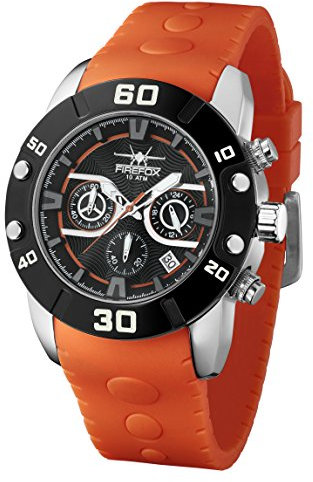 FIREFOX Rubber Thing FFS310-107 Chronograph orange Silikonarmband Edelstahl Herrenuhr Massive Armbanduhr 10 ATM druckfest Kaliber VD53