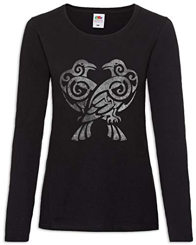 Urban Backwoods Hugin and Munin IV Damen Langarm T-Shirt Schwarz Größe M