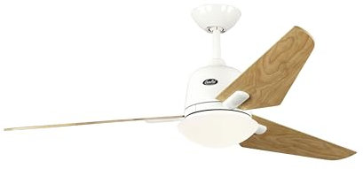 Eco Aviatos Ventilateur de plafond à économie d'énergie avec éclairage et télécommande Blanc/érable 132 cm